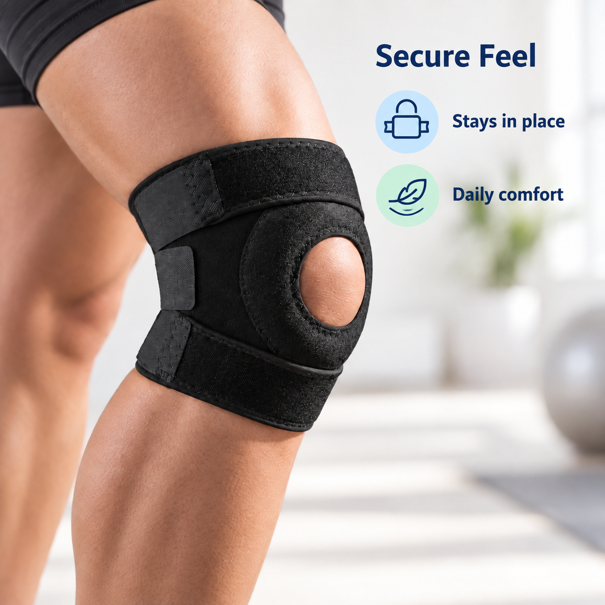 Unisex Adjustable Patella Knee Brace Support - premium secure feel visual