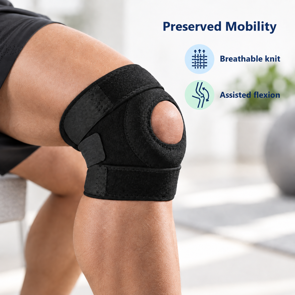 Unisex Adjustable Patella Knee Brace Support - premium preserved mobility visual