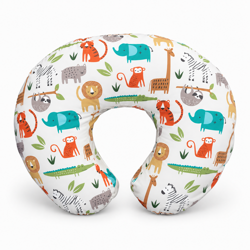 Baby U Shaped Pillowcase for Nursing Pillow Comfort - Color 1 safari animal print U shaped nursing pillowcase