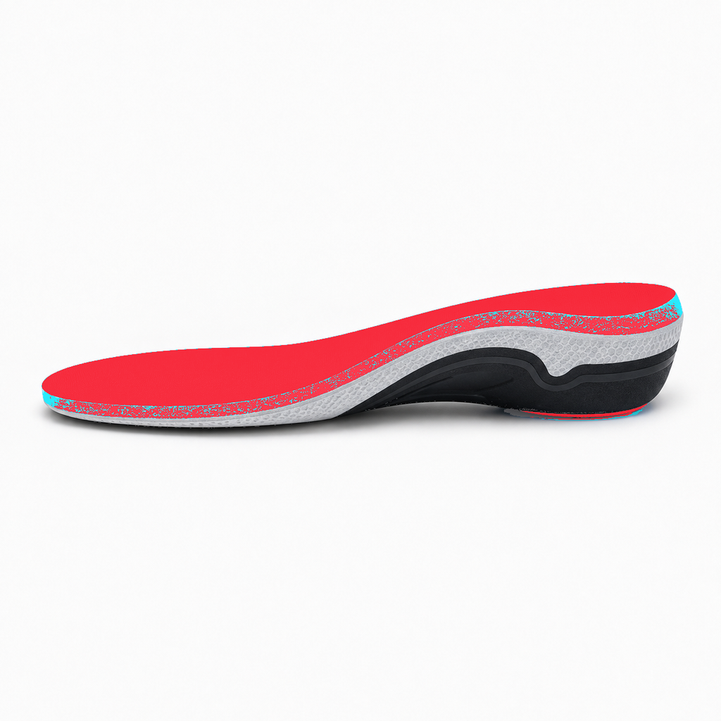 High arch support sport insoles in 127STS-red with cushioned heel support