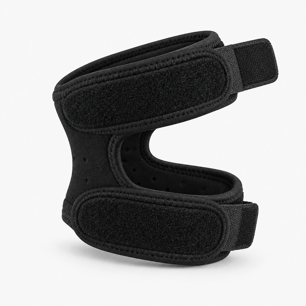 Double patella knee support strap - 1 piece black adjustable knee brace for targeted support