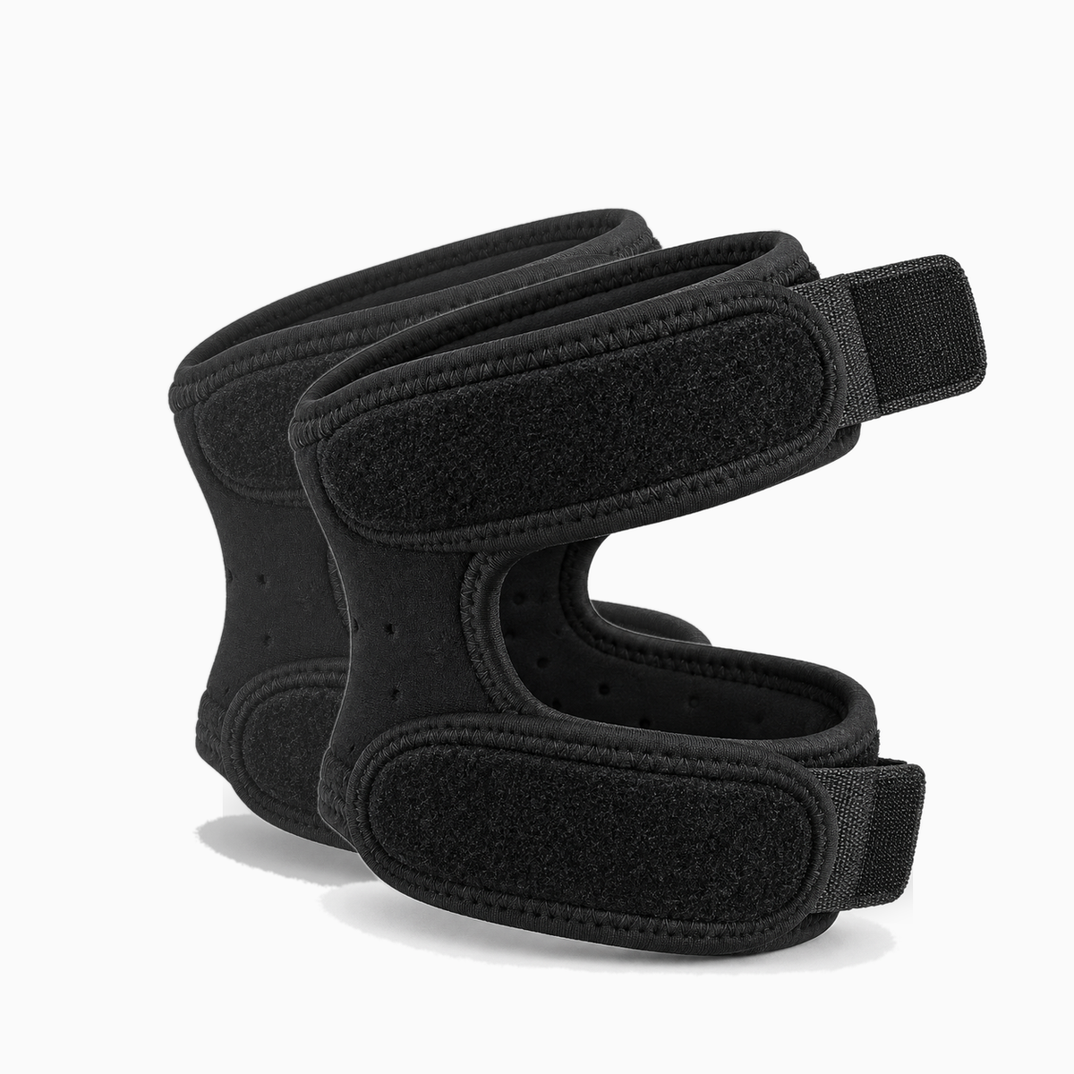 Double patella knee support straps - 2 pieces black adjustable knee braces for targeted support