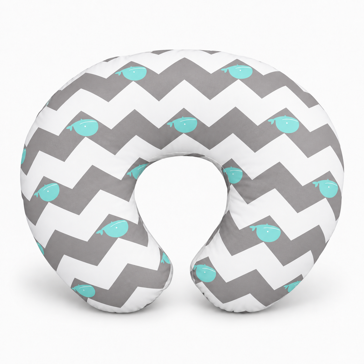 Baby U Shaped Pillowcase for Nursing Pillow Comfort - Color 3 grey chevron turquoise accent U shaped nursing pillowcase