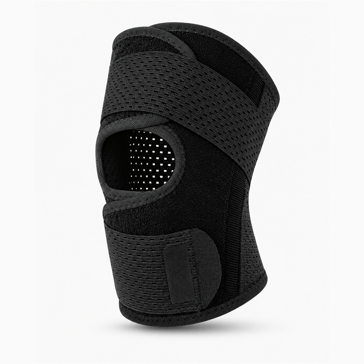 Sports Knee Support Brace - black standard open patella knee brace with breathable support straps