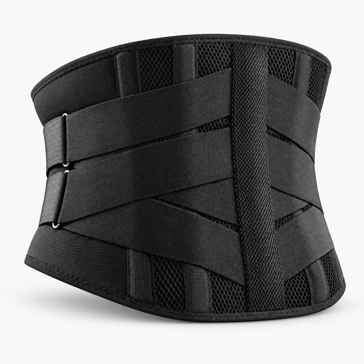 3D Lumbar Back Brace - black type A lumbar back brace with compression straps