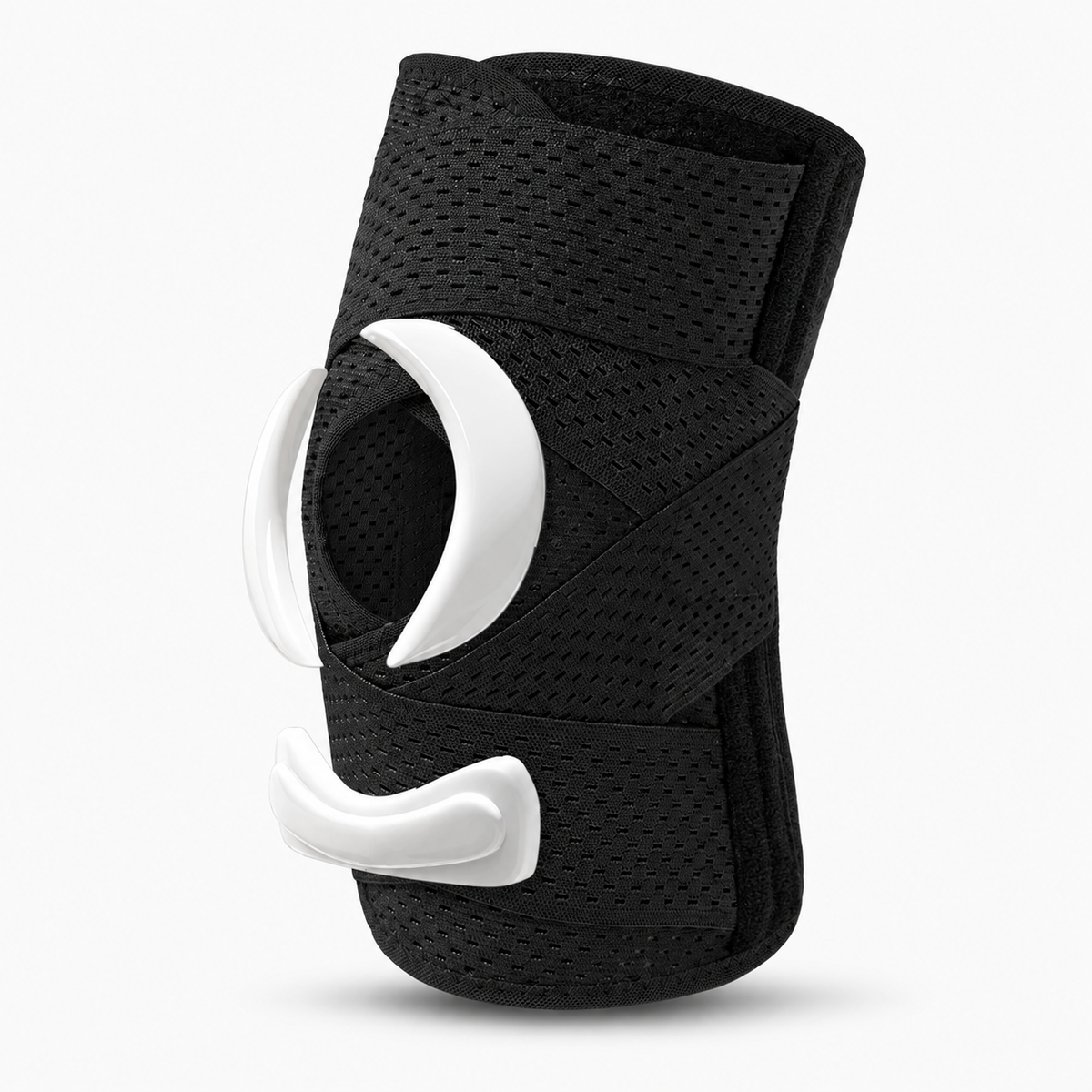 Sports Knee Support Brace - black type C open patella knee brace with breathable support straps