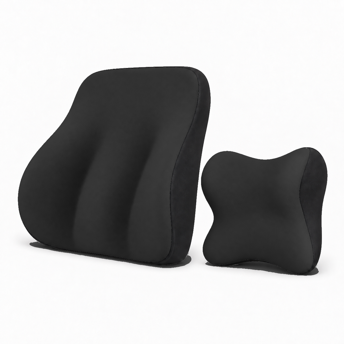 Memory foam car lumbar support cushion and neck pillow - Black Suit E