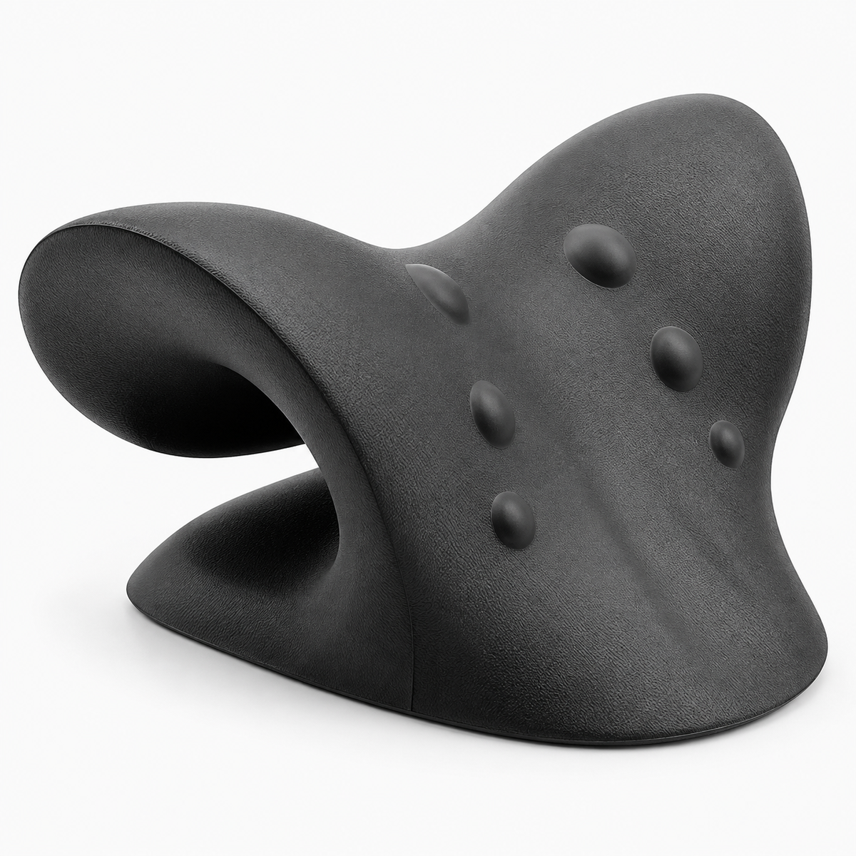Neck Traction Support Pillow - Black ergonomic cervical support stretcher for neck relief
