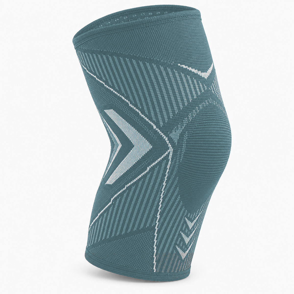 Blue adjustable knee support brace with breathable compression knit and secure patella support