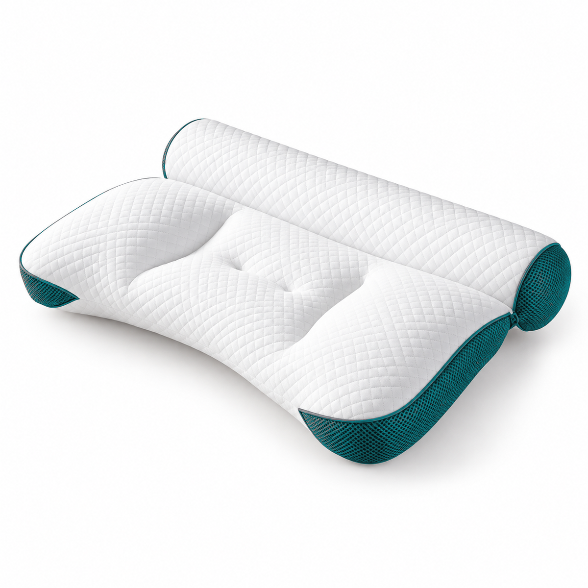 Ergonomic Neck Support Pillow - Blue and white cervical pillow with breathable side support