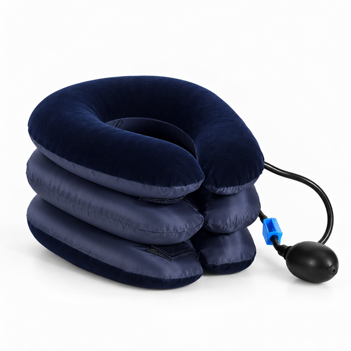 Inflatable neck traction collar Blue - adjustable cervical support travel pillow for neck comfort
