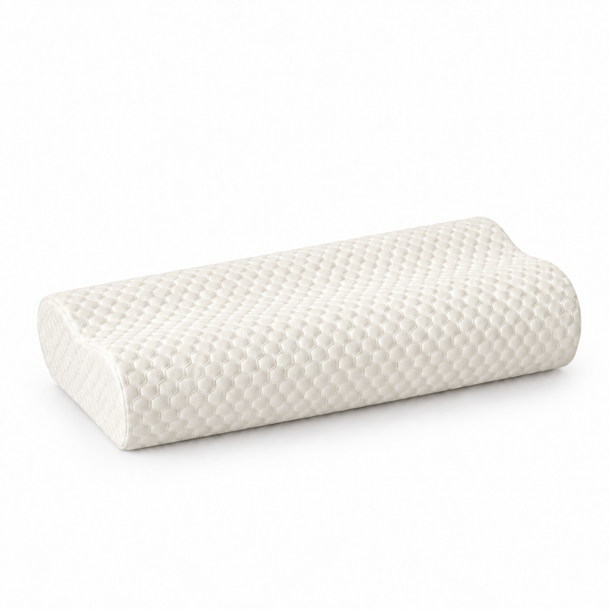 Long memory foam pillow in bubble velvet white for neck and body support