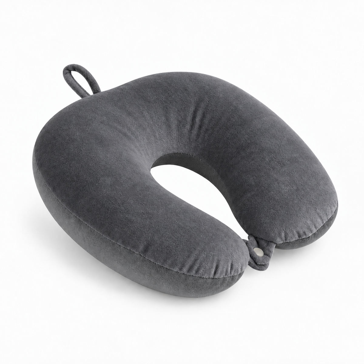 Dark Grey U shaped slow rebound travel neck pillow, soft support cushion for travel rest