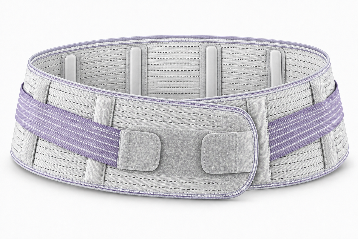 Gray sacroiliac hip support belt with adjustable compression straps