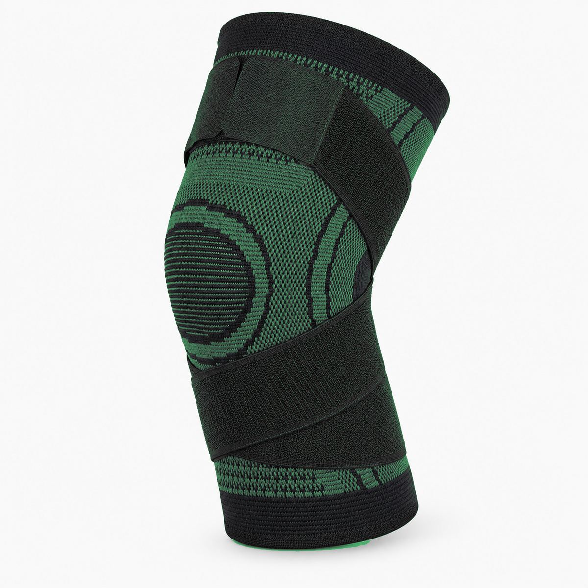 Adjustable Sports Knee Brace - Green with straps for stable knee compression and movement support