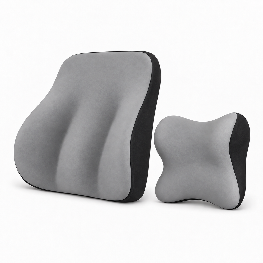 Memory Foam Car Lumbar Support Cushion and Neck Pillow