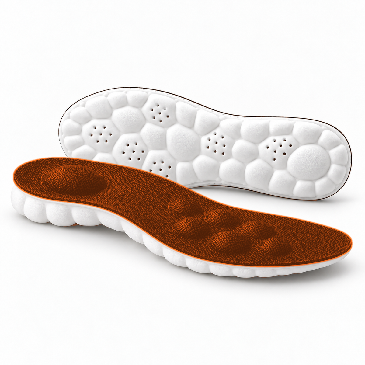 Orange Upgrade massage arch support insoles product image with matching full length comfort insert color
