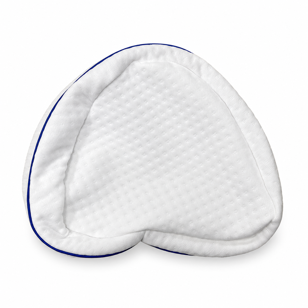 Memory Foam Knee Pillow Pillowcase - white replacement cover with navy piping