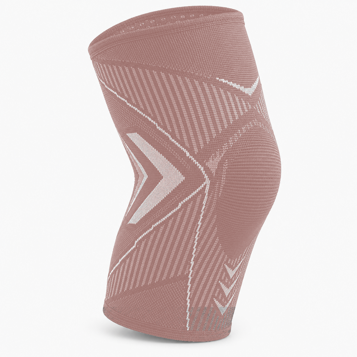 Pink adjustable knee support brace with breathable compression knit and secure patella support