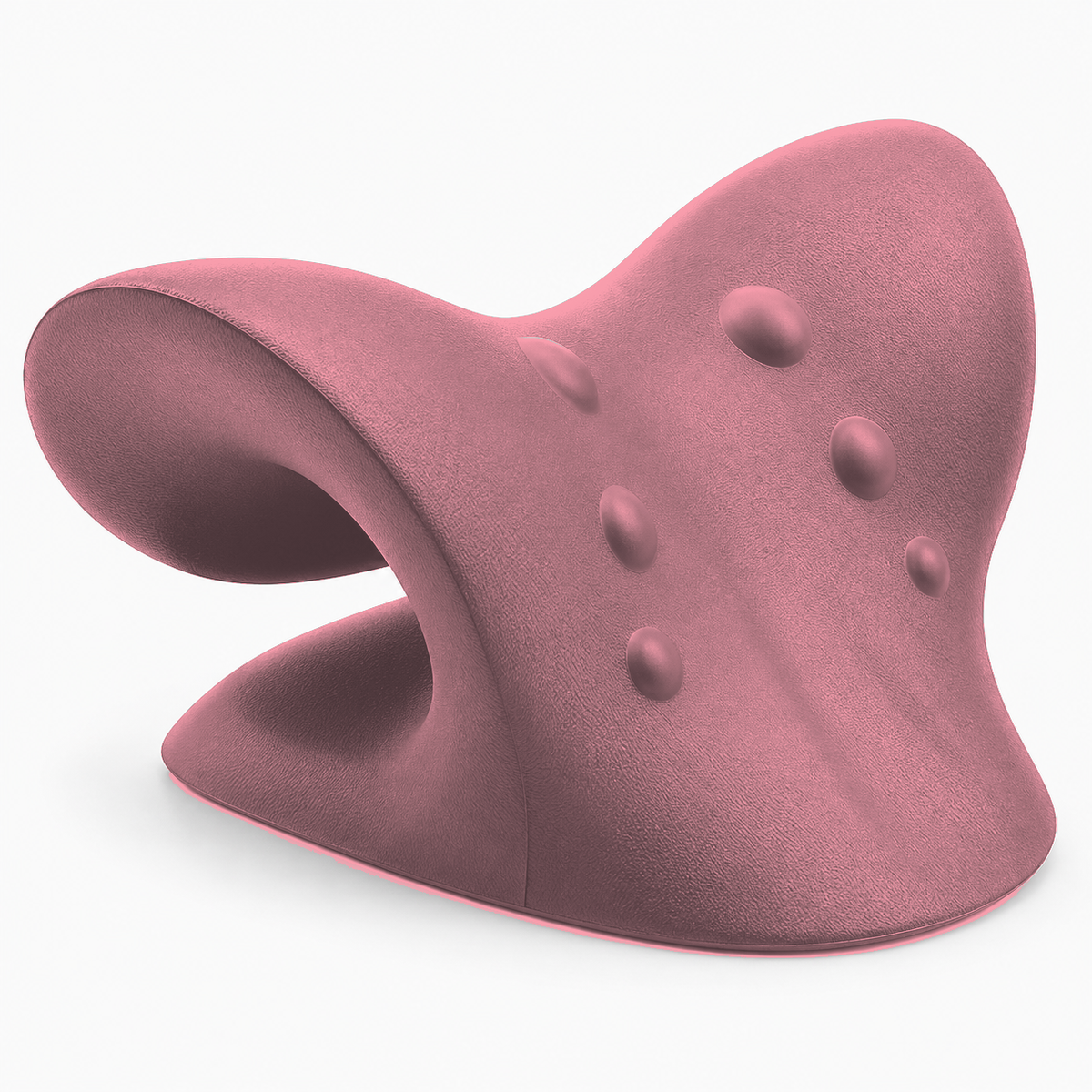 Neck Traction Support Pillow - Pink ergonomic cervical support stretcher with textured comfort