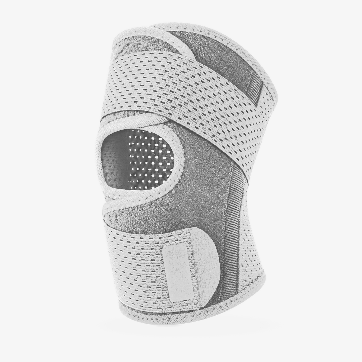 Sports Knee Support Brace - white standard open patella knee brace with breathable support straps
