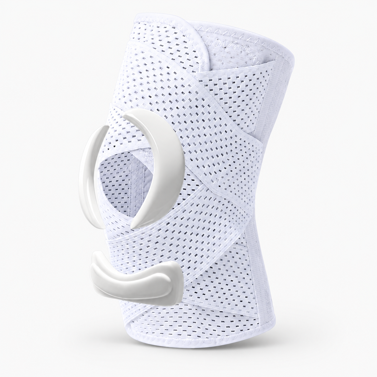 Sports Knee Support Brace - white type C open patella knee brace with breathable support straps