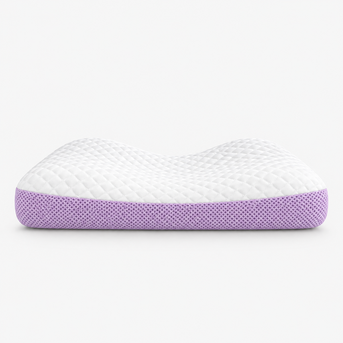 Washable TPE Cervical Neck Pillow with Breathable Support - With pillowcases white quilted cervical pillow cover with breathable purple support
