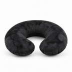 Inflatable Travel Neck Pillow with Soft Flocked Cover - black / China variant, soft flocked inflatable travel neck pillow