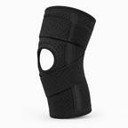 Breathable Knee Brace with Side Stabilizers - black single knee support with breathable mesh and side stabilizers