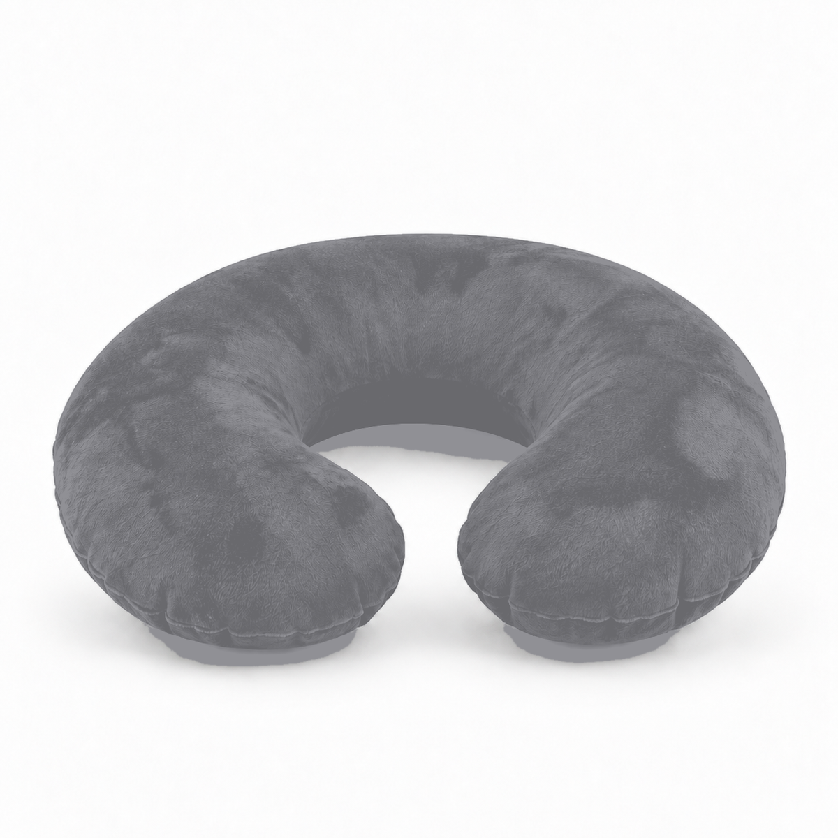 Inflatable Travel Neck Pillow with Soft Flocked Cover - gray / China variant, soft flocked inflatable travel neck pillow
