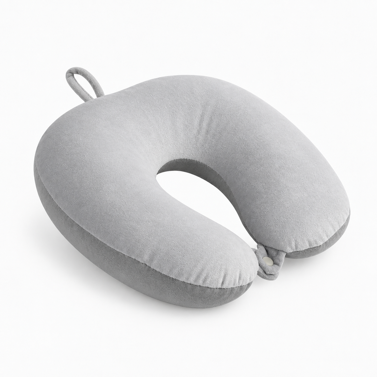 light gray U shaped slow rebound travel neck pillow, soft support cushion for travel rest