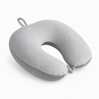 light gray U shaped slow rebound travel neck pillow, soft support cushion for travel rest