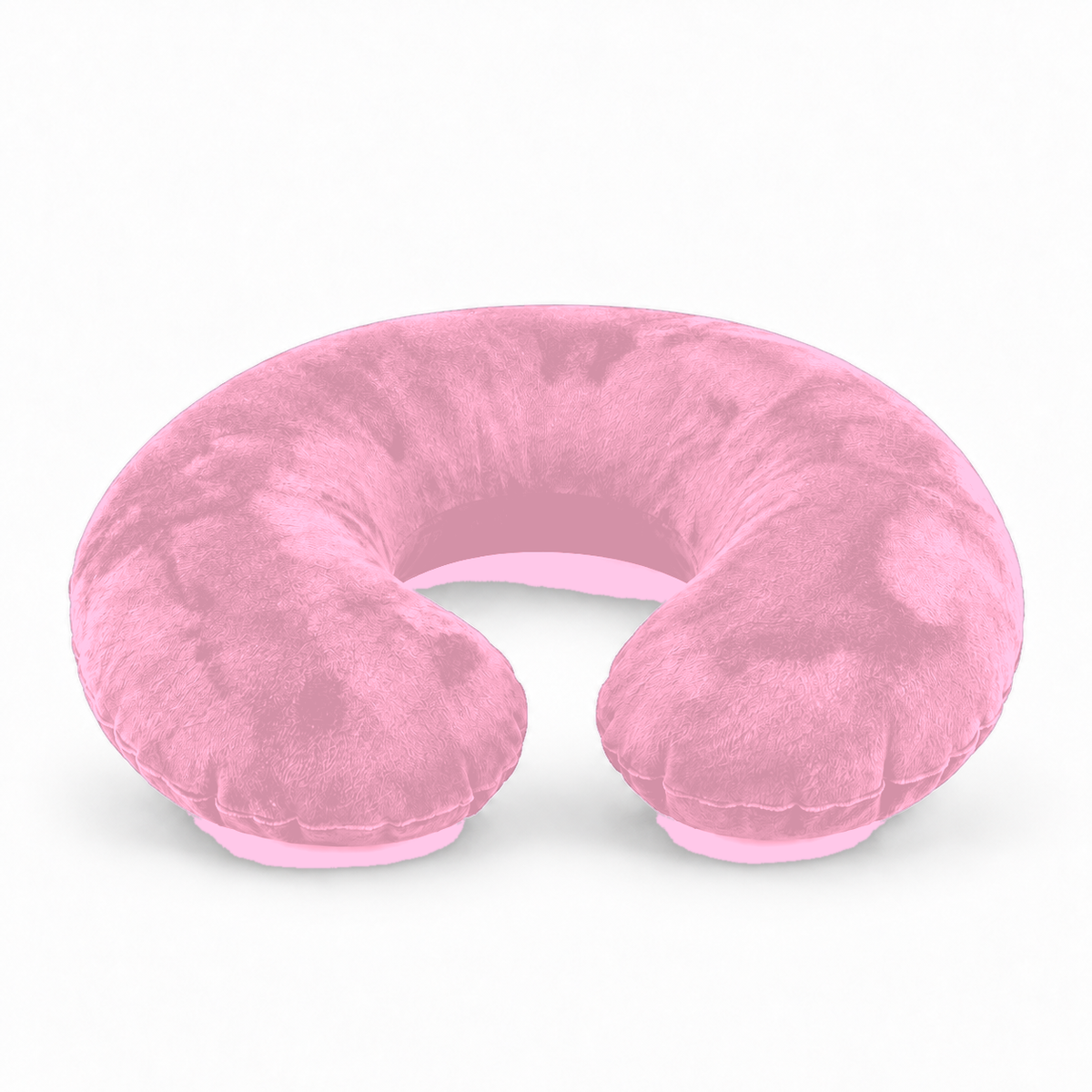 Inflatable Travel Neck Pillow with Soft Flocked Cover - pink / China variant, soft flocked inflatable travel neck pillow