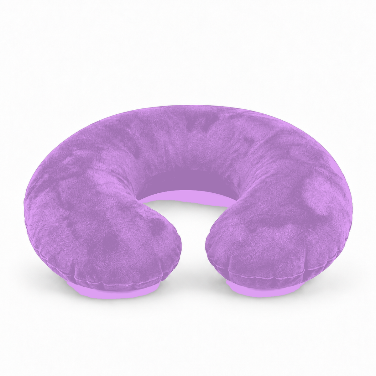 Inflatable Travel Neck Pillow with Soft Flocked Cover - purple / China variant, soft flocked inflatable travel neck pillow