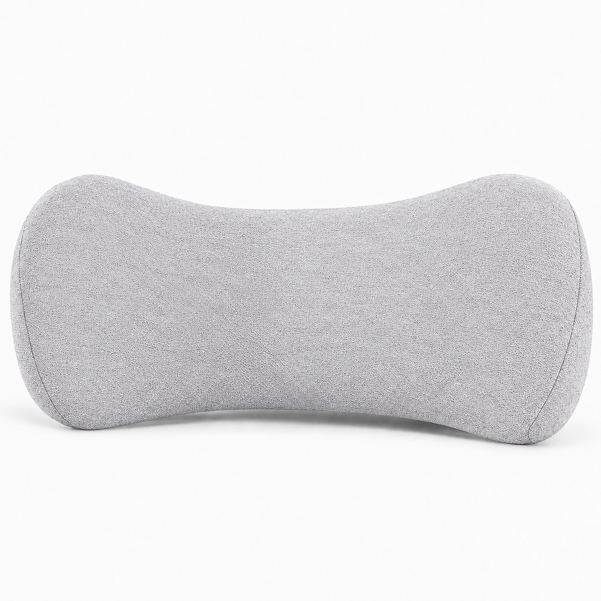 Grey single car lumbar support pillow for lower back comfort, breathable fabric cushion