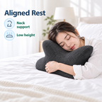 Memory Foam Nap Pillow used for Aligned Rest with neck support and low height icons