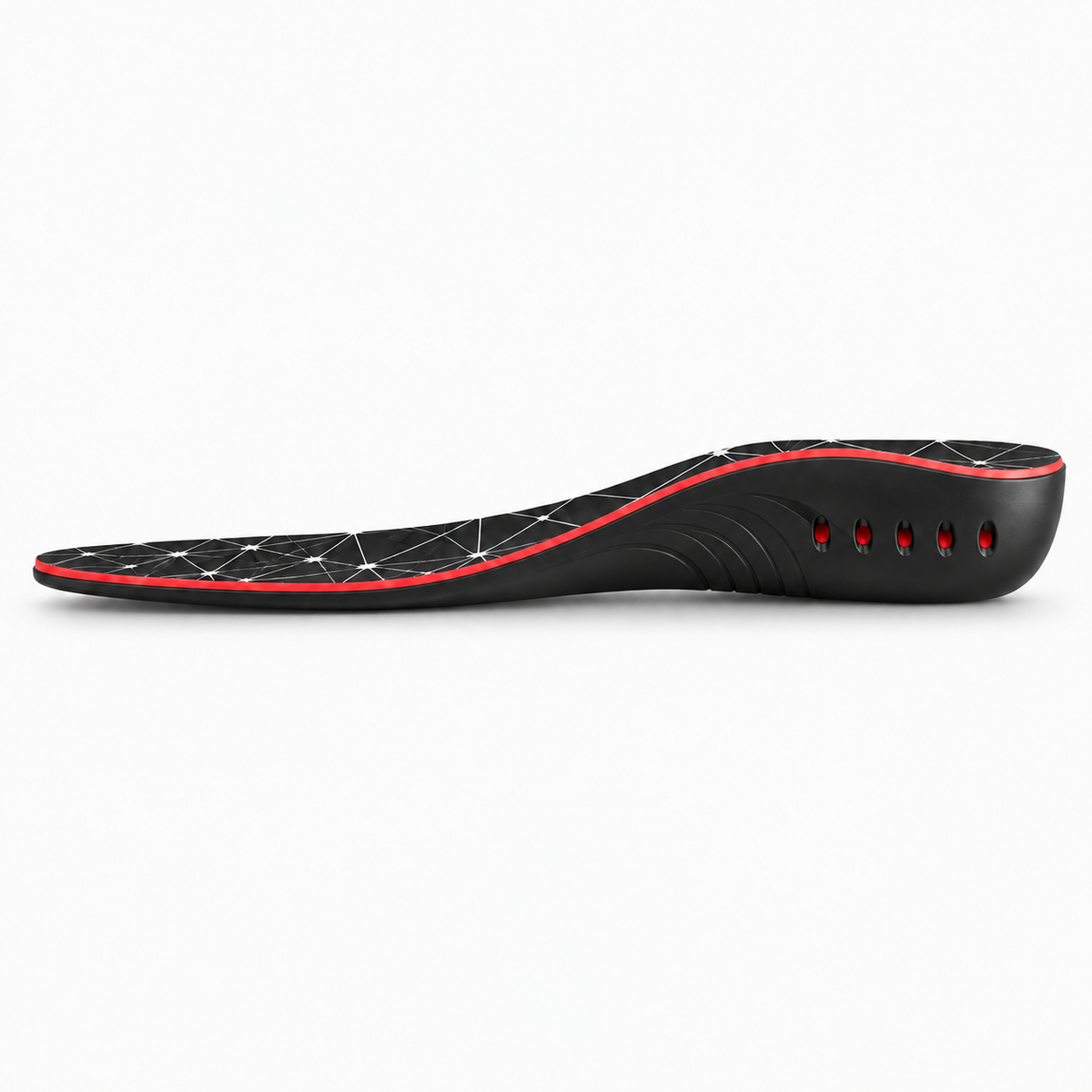 PU Gel Sport Insoles with Breathable Arch Support - red profile product view