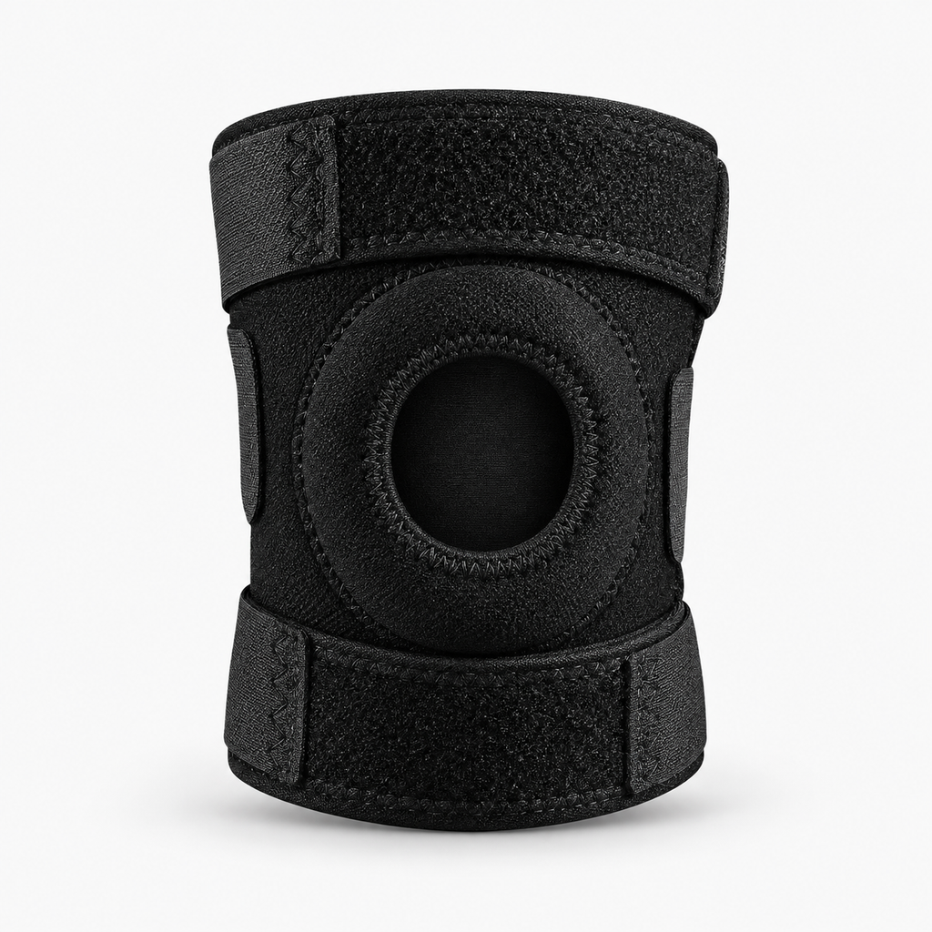 Unisex Adjustable Patella Knee Brace Support - black adjustable patella knee brace front product view
