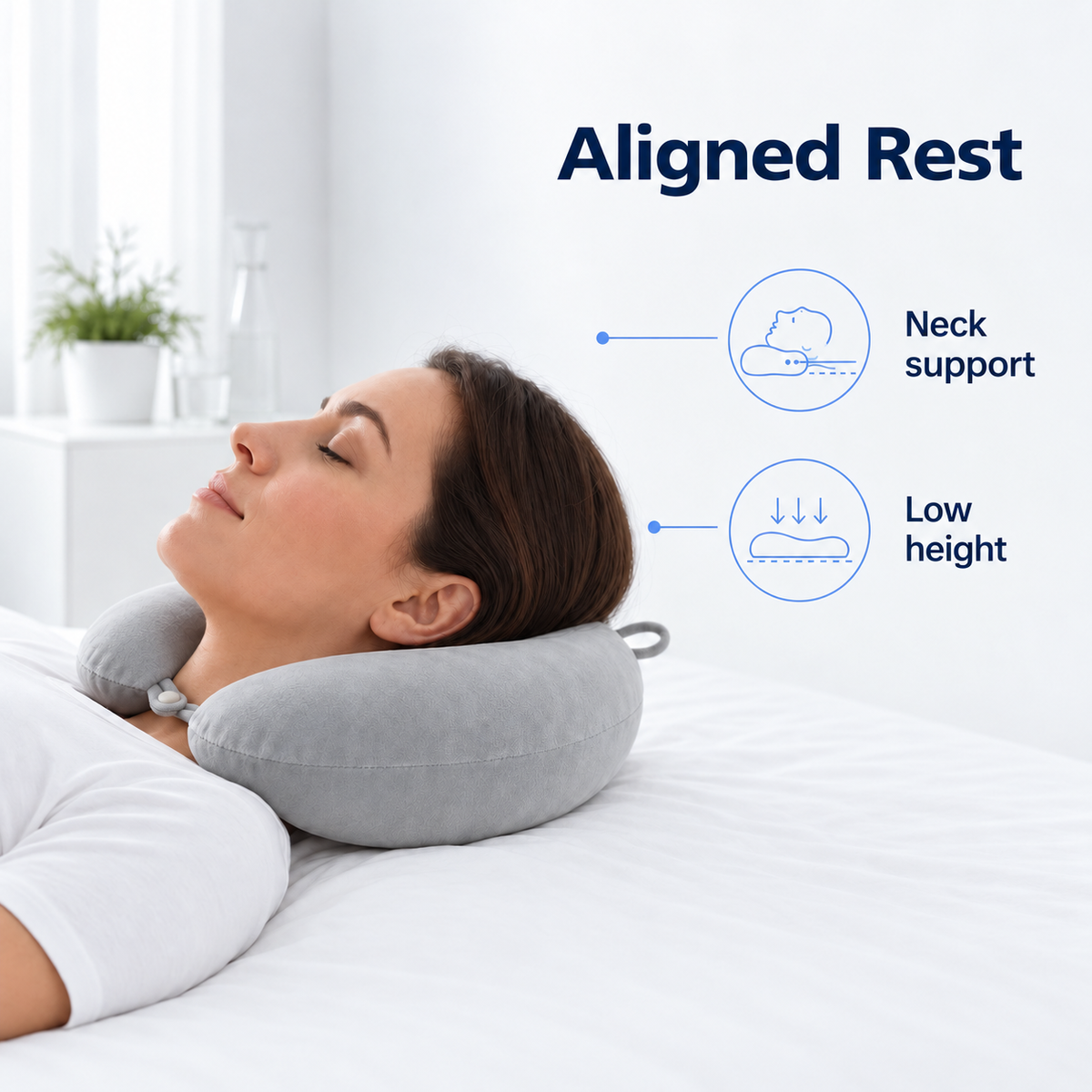Slow Rebound U Shaped Neck Pillow for Travel Rest - Aligned Rest neck support lifestyle visual