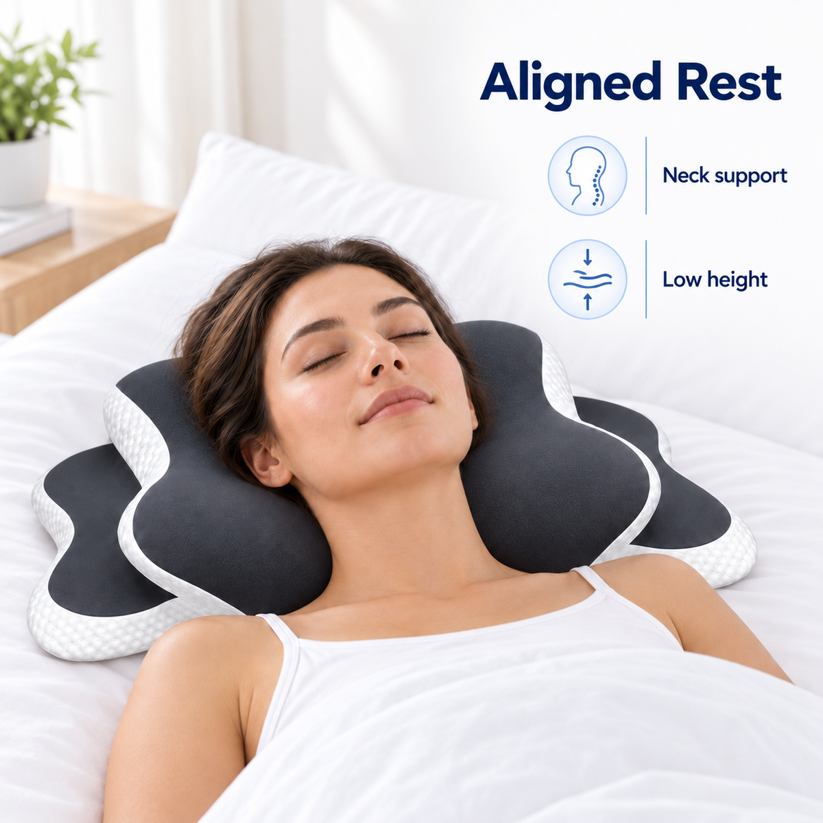 Ergonomic Memory Foam Neck Pillow for Sleep Support - Aligned Rest neck support lifestyle visual
