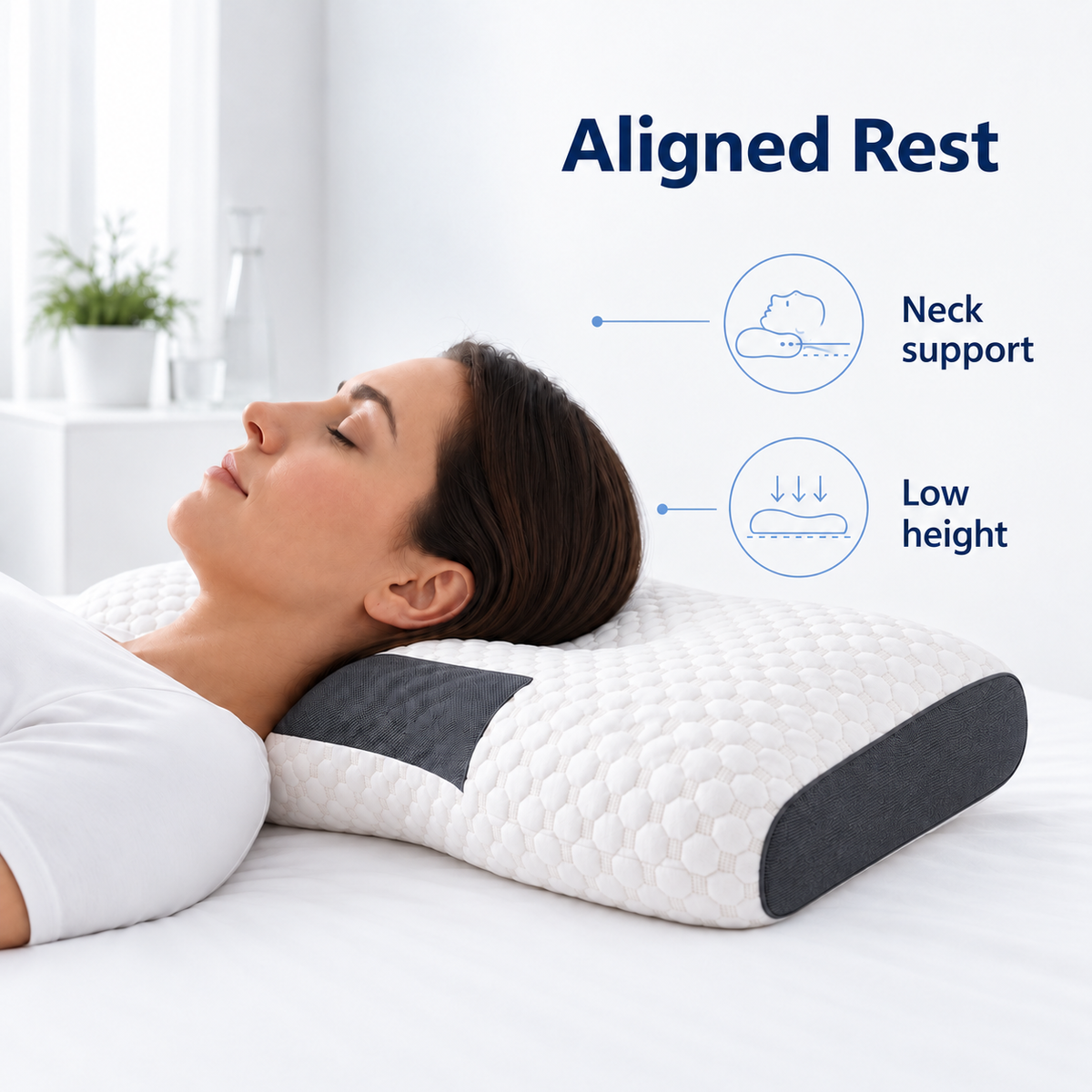 Knitted Cervical Neck Support Pillow for Bed Comfort - Aligned Rest neck support lifestyle visual