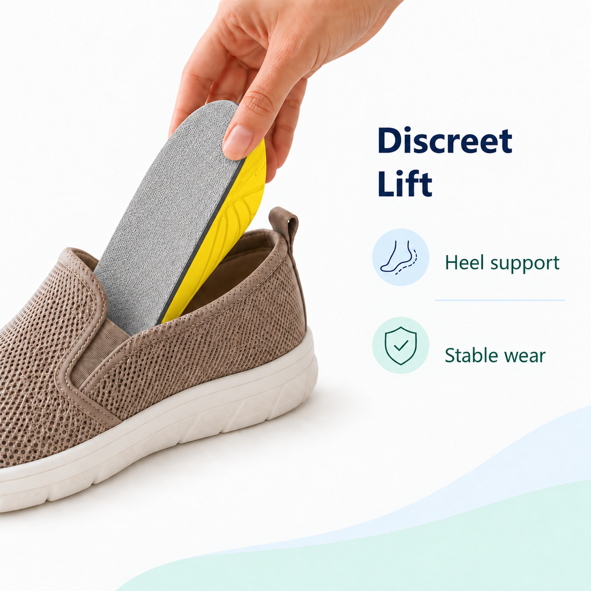 Breathable Sports Insoles with Memory Foam Cushion - discreet lift with smooth heel support