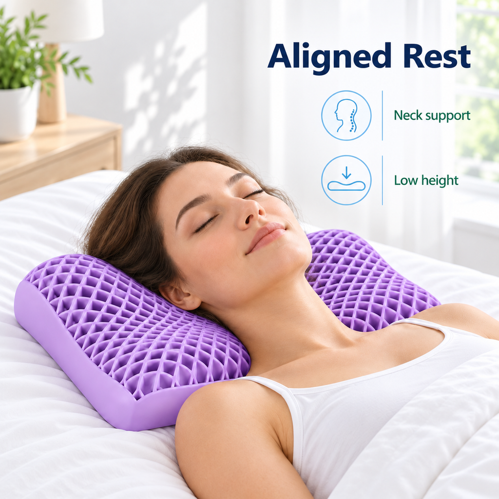 Washable TPE Cervical Neck Pillow with Breathable Support - Aligned Rest neck support lifestyle visual