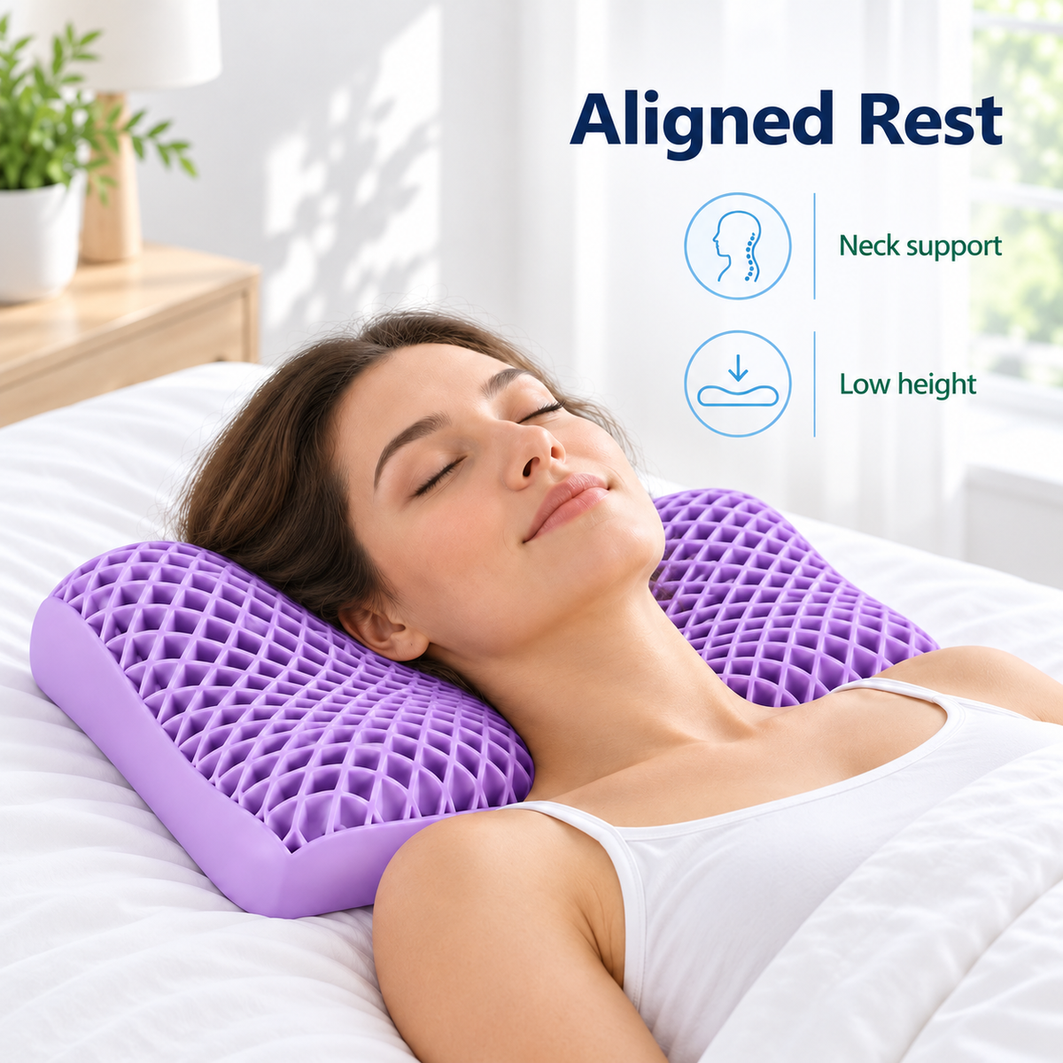 Washable TPE Cervical Neck Pillow with Breathable Support - Aligned Rest neck support lifestyle visual