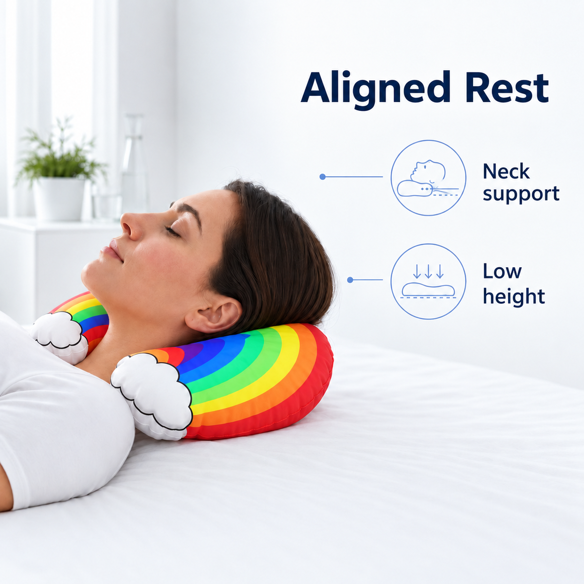 Fun Inflatable Travel Neck Pillow for Adults - Aligned Rest neck support lifestyle visual