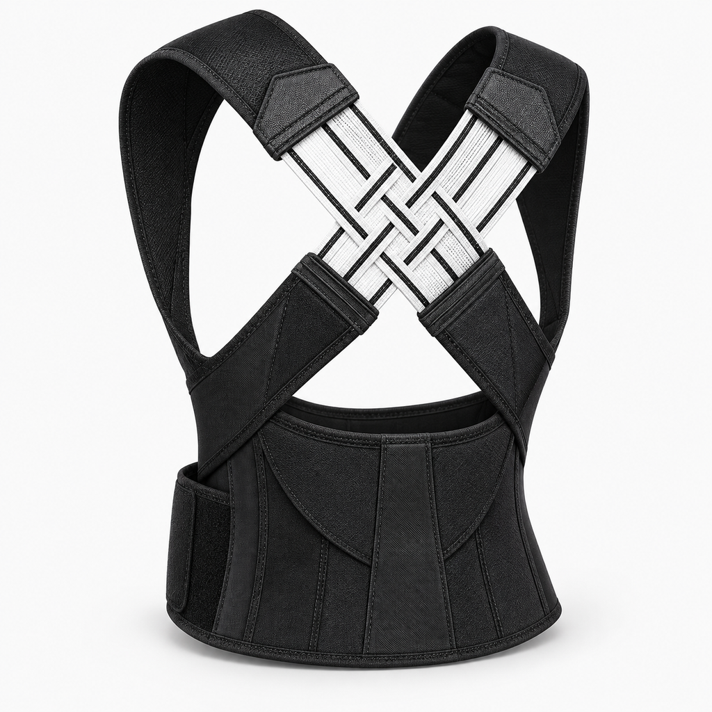 Waist posture support belt construction and fit detail