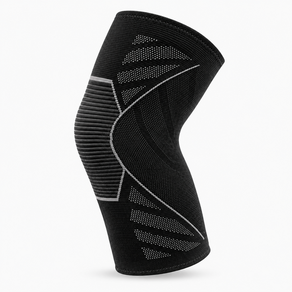Anti Slip Sports Knee Support - black knit knee sleeve construction view