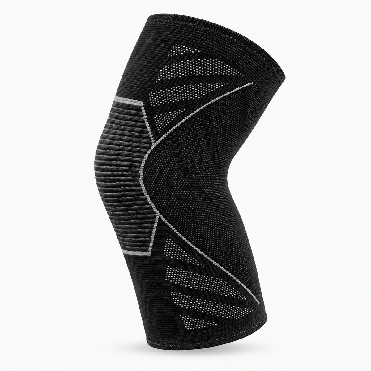 Anti Slip Sports Knee Support - black knit knee sleeve construction view
