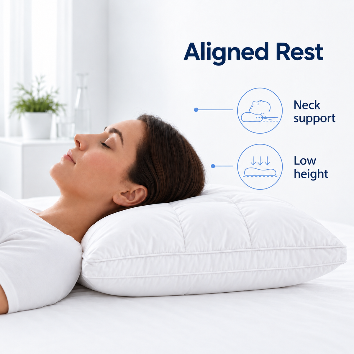 Soft Hotel Style Pillow for Comfortable Sleeping - Aligned Rest neck support lifestyle visual
