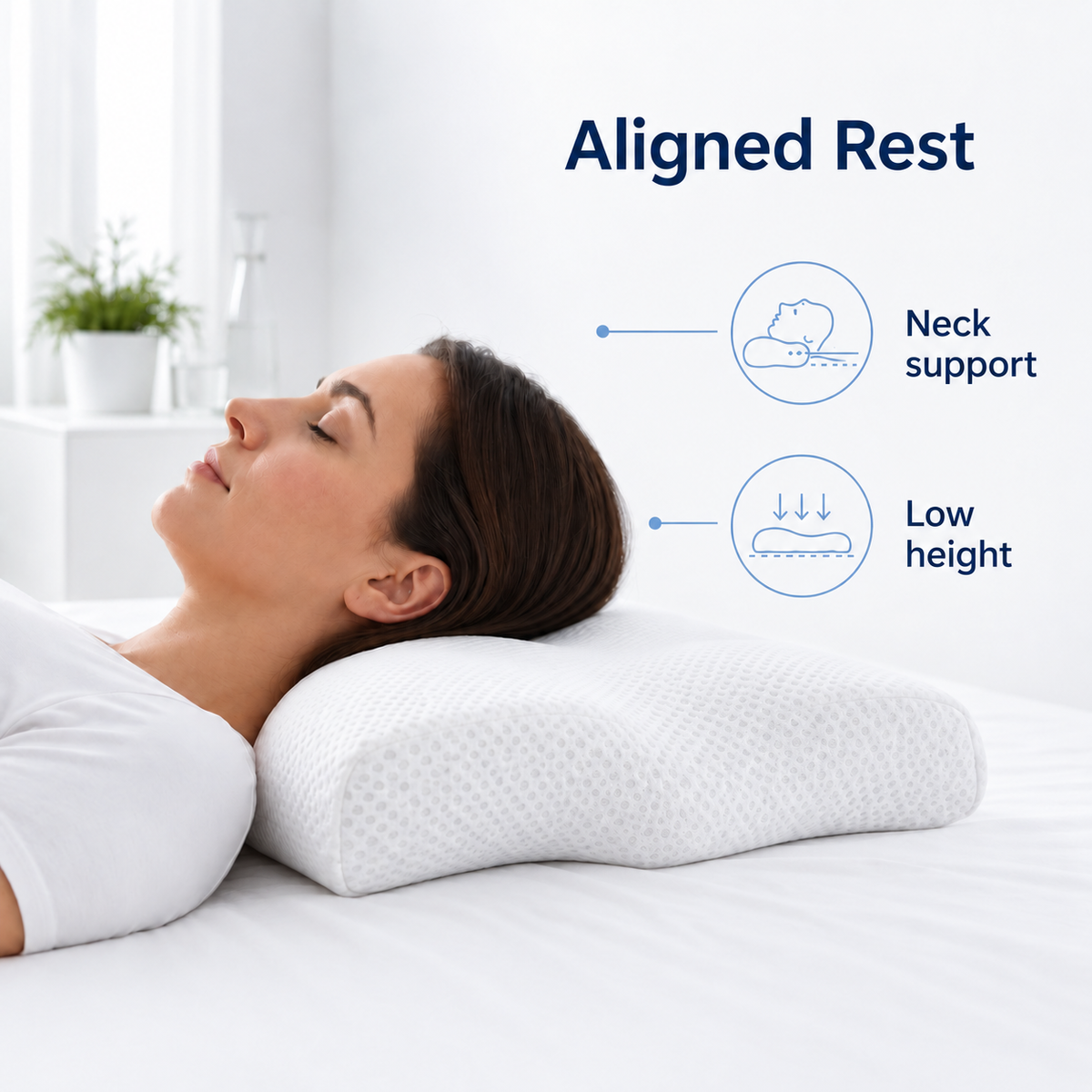 Butterfly Memory Foam Orthopaedic Pillow for Neck Support - Aligned Rest neck support lifestyle visual